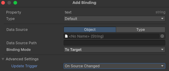 Set the binding mode and updatetrigger