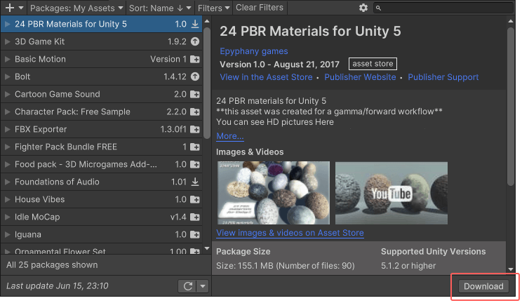详细信息视图右下角的 **Download** 按钮