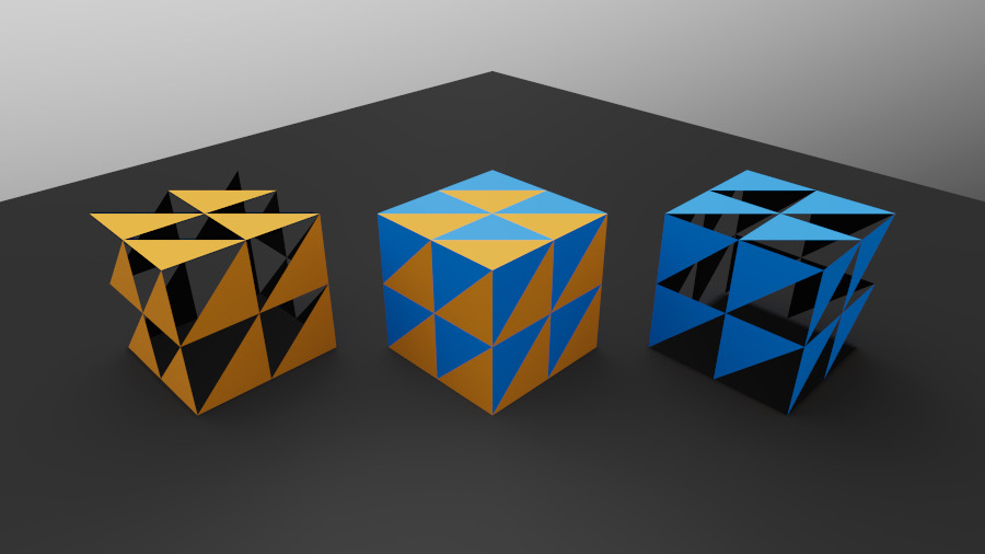 Proper shading with outward-facing normals on the center cube