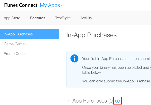 In-App Purchases summary screen.