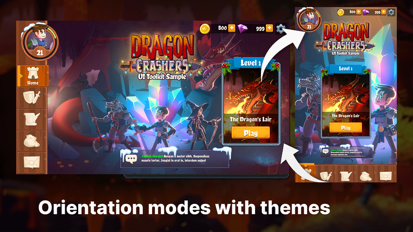 The home screen can be displayed in landscape and portrait