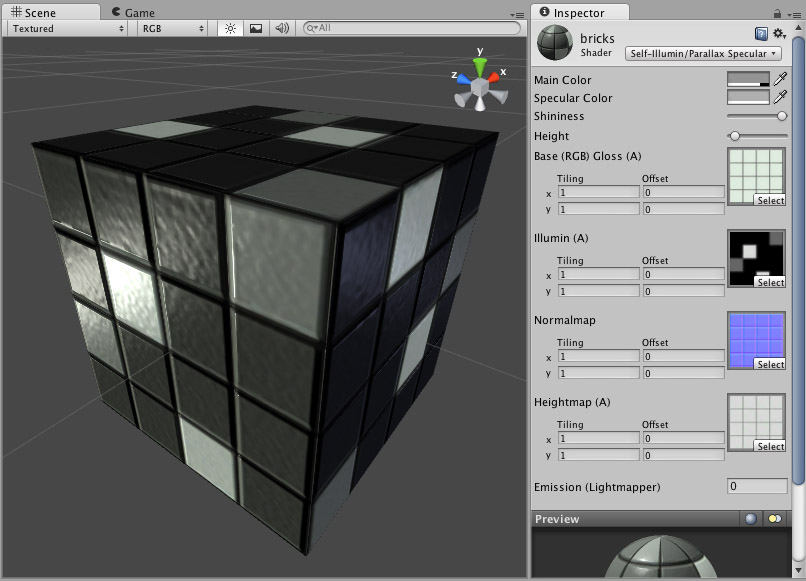 Self-Illuminated Parallax Specular shader.